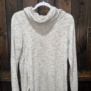 LOFT Cream and Gray Long Sleeve Cowl Neck Blouse